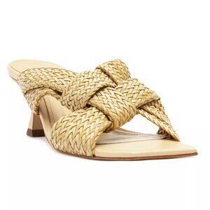 168$ SCHUTZ Kali Kitten Heel Slip On Sandals Women's Size 7 US Beige